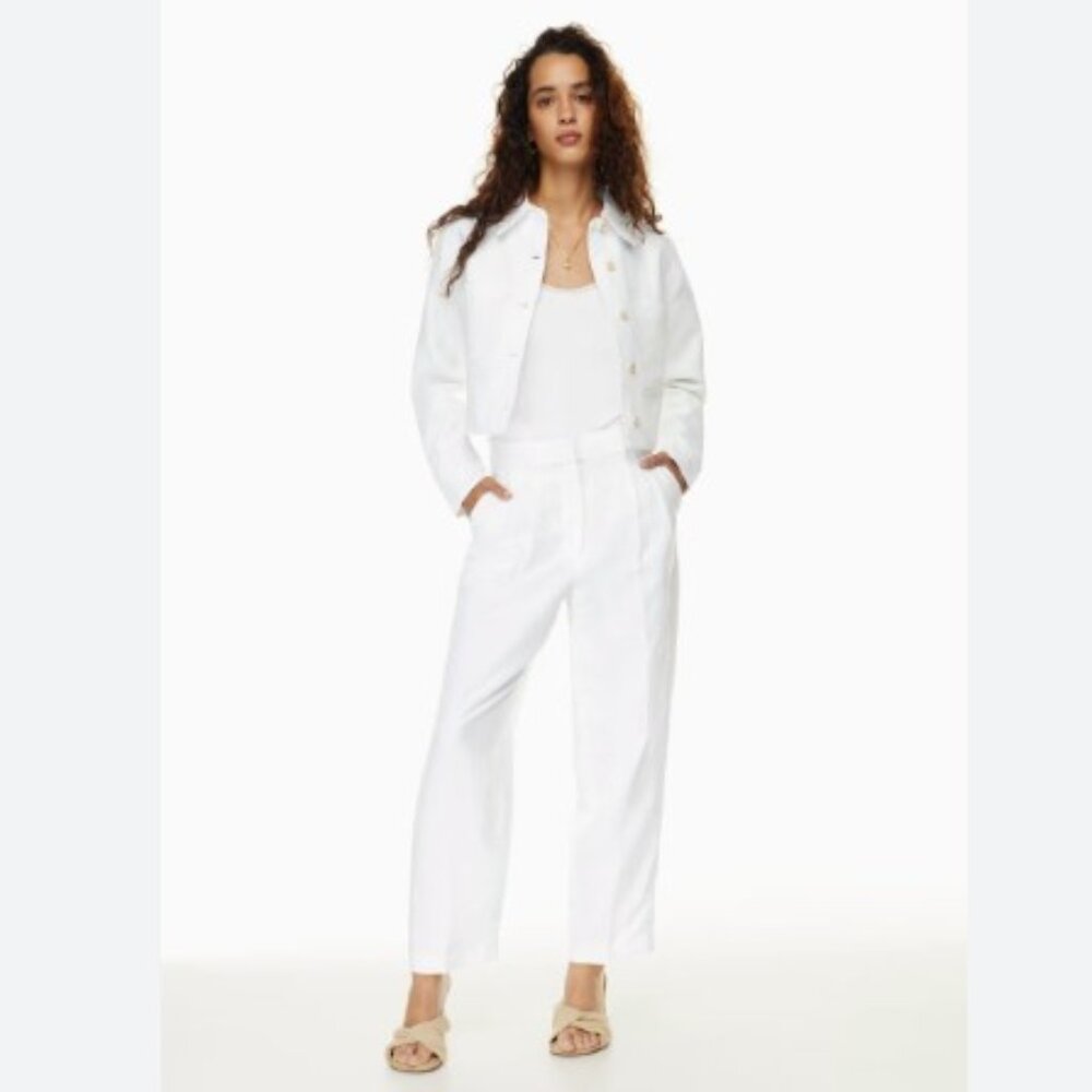 Aritzia White Carrot Linen Pant